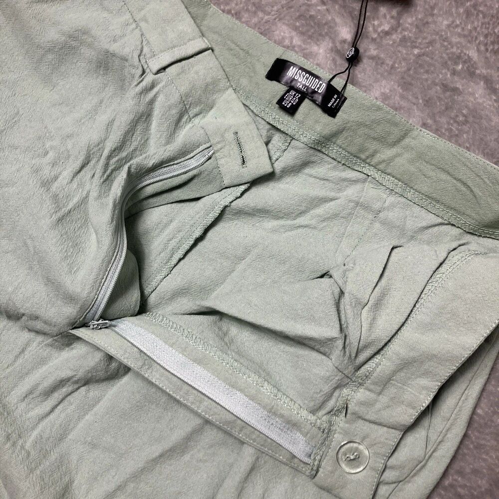 Misguided Pants Womens 8 Tall‎ Pastel Green Cotton Wide Leg Lightweight Spring - Picture 4 of 12